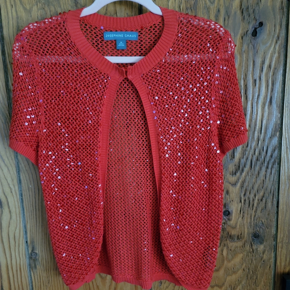 Sparkly red layering piece, size medium